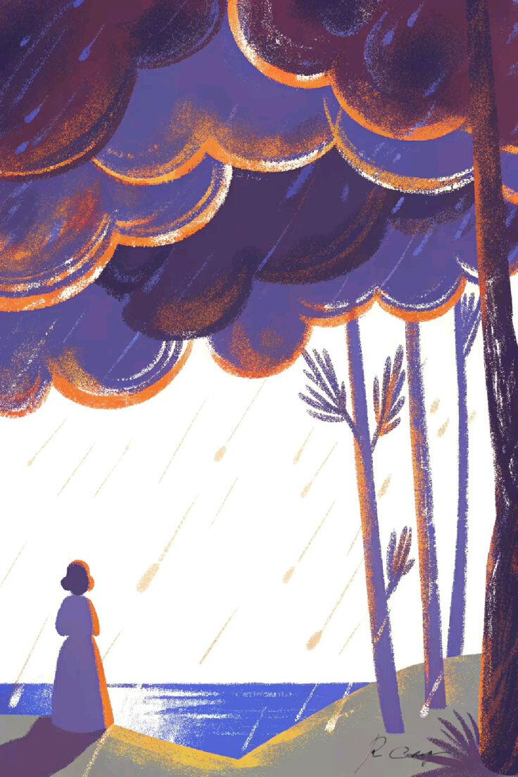 Stillness by the lake violet color